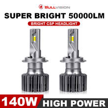 Лампы для автомобильных фар Bullvision H7 H11 HB3 светодиодный LED 9005 HB4 9006 K, лампы для автомобильных фар 6000 лм, высокая мощность, супер яркость