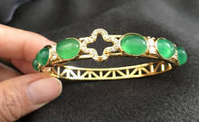 Natural Green Cat Eye Agate Jade 18KGP Clasp Bangle Bracelet New Sell!! 2024 - buy cheap