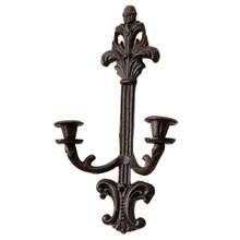 European Style Retro Wall Candle Holders Cast Iron 2 Arm Candlestick Metal Courtyard Bougeoir Candles Home Decoration Gift FC309 2024 - buy cheap