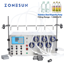 ZONESUN Six Heads Magnetic Pump Food Beverage Perfume Water Juice Essential Oil Electric Digital Liquid Bottle Filling Machine 2024 - buy cheap
