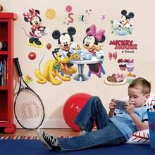 Adesivo de parede do mickey customizado disney, decalques de parede dos desenhos animados, mickey mouse, pluto, para quartos infantis, decoração de casa, mural de pvc, arte, pôsteres infantis 2024 - compre barato