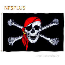 Halloween Pirate Flag 90x150cm Polyester Red Scarf Skull Bones Printed Brass 2 Grommets Hanging Flying Flags and Banners 2024 - buy cheap