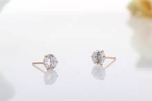 6mm Round Small Cubic Zircon CZ Crystal Stud Earrings For Womens Girls Rose Gold Color Feminine Jewelry for Kids Children 2024 - buy cheap