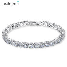 LUOTEEMI 5mm Fashion High Quality Round AAA Clear Cubic Zircon Tennis Bracelet for Women White Gold Color Chic Bangle Jewelry 2024 - buy cheap