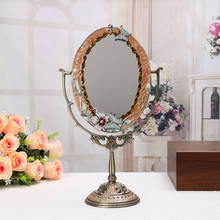 Europe antique butterfly desktop makeup cosmetic mirror embossed color-drawing decorative metal frame table decoration 334D 2024 - buy cheap