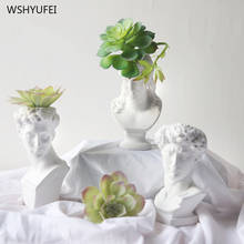 Vaso de resina branca de imitação de gesso, vaso de flores cabeça de davi, pote de flores, personagem, estátua, flor inserida, ornamentos de decoração de casa, 1 peça 2024 - compre barato