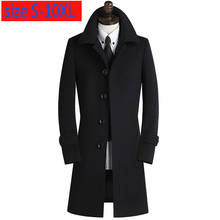 Новое красивое кашемировое пальто для мужчин, Осеннее повседневное длинное толстое однобортное мужское шерстяное пальто очень большого размера S-8XL 9XL10XL 2024 - купить недорого