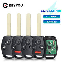 KEYYOU N5F-S0084A 313,8 МГц Автомобильный брелок 3 + 1 кнопки PCF7936 ID46 чип дистанционного ключа для Honda Civic EX Si 2006 2007 2008 2009 2010 2011 2024 - купить недорого