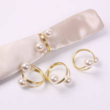 new pearl napkin buckle, silver hoop hotel party table decoration napkin rings, napkin circle 2024 - buy cheap