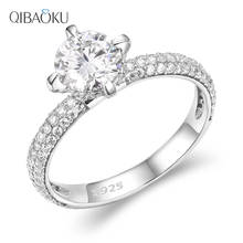 S925 prata esterlina moissanite anel de casamento 6.5mm d cor grande moissanite diamante anel de noivado redondo solitaire anel para mulher 2024 - compre barato