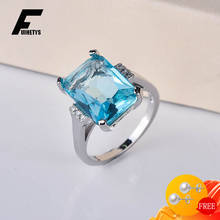 Trendy Rings 925 Silver Jewelry Rectangle Shape Sapphire Zircon Gemstones Accessories Finger Ring for Women Wedding Engagement 2024 - buy cheap
