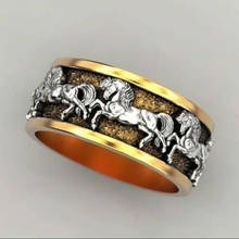 Wholesale Trendy 2 Colors New Galloping Horse Animal Ring Pentium Mustang and Rings Men's Rings Jewelry 2024 - buy cheap