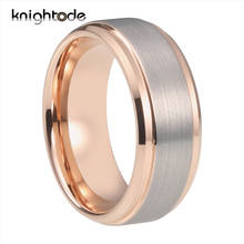 6/8mm Rose Gold Wedding Band For Men And Women Tungsten Carbide Ring Lover Gift Beveled Stepped Edges Brushed Finish Comfort Fit 2024 - buy cheap
