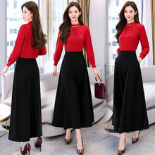 2019 New Summer 2 Two Piece Set Women elegant long Tops blouse shirt and wide leg trousers pants Suit Female Casual Holiday sets 2024 - buy cheap