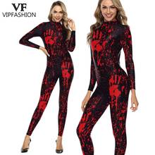 VIP FASHION Halloween Cospaly Costume Blood Printed Catsuit For Adult Party Long-Sleeved Clothes Skinny Jumpsuits Zentai Suits 2024 - buy cheap