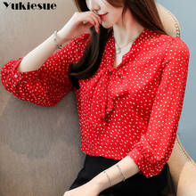 chiffon dot blouse femme shirt women blusas shirts 2019 summer long sleeve elegant ladies top womens blouses and tops Plus size 2024 - buy cheap