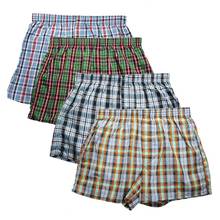 High Quality Brand 4-Pack Men's Boxer Shorts Woven Cotton 100% Classic Plaid Combed Male Underpant Loose Breathable Oversize 2024 - buy cheap