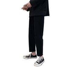 Primavera e verão preto denim jeans masculina marca solta adolescentes coreanos estudantes casual selvagem de perna larga em linha reta calças casuais 2024 - compre barato