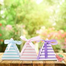 10pcs/lot Pyramid Striped Paper Boxes Candy Box Wedding Favors Gift Sweet Favour Holder Party Birthday Baby Shower Supply 2024 - buy cheap