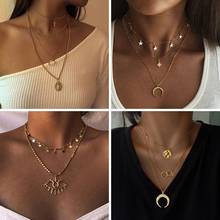 Gold Color Pendant Geometric Coin Necklace 2021 Ladies Necklace Multilayer Pearl Personality Necklace Fashion Trend Jewelry 2024 - buy cheap