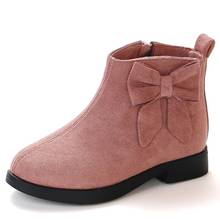 JGSHOWKITO Autumn Winter Girls Boots Fashion Rubber Boots For Kids Children's Ankle Boots Princess Sweet Warm Shoes Big Bow-knot 2024 - buy cheap