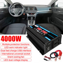 Convertidor de inversor de potencia para coche, cargador con pantalla LCD, 4000W, 12V a 220V/110V, transformador de voltaje Dual USB, onda sinusoidal modificada 2024 - compra barato