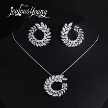 Two Size New Design Luxury AAA Zircon Olive Branch Earrings and Pendant Jewelry Sets For Fashion Women Wedding Jewelry Set AS128 2024 - buy cheap