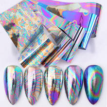 10pcs Chameleon Nail Polish Stickers Set Marble Transfer Foil Holo Sliders Wraps Adhesive Decals Nail Art Decorations 2024 - купить недорого