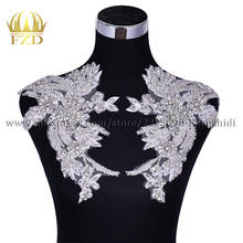 Fzd 1 par strass prata bodycon remendos e pedras cristal corpete vestuário para casamento diy decorativo para vestido de noite 2024 - compre barato