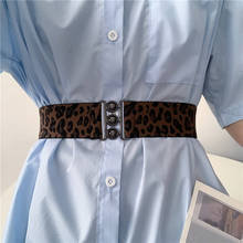 Cinturón ancho elástico para mujer, faja elástica con estampado de leopardo, a la moda, para vestido y abrigo 2024 - compra barato