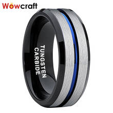 Stockable Mens Tungsten Carbide Rings Finger Promise Engagement Womens Fashion Wedding Band Blue Black Comfort Fit 2024 - buy cheap