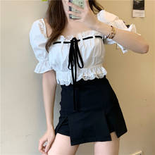 Cute Sets for Girls Summer Chic Fashion Shorts Skirt Lace Trim Tops Women Two Piece Outfits Sweet 2 Piece Sets Black White 2024 - buy cheap