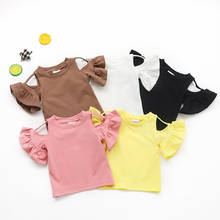 Ropa de verano para niñas, Camiseta de algodón con hombros descubiertos para bebé de estilo coreano, camisetas con volantes, BC643, 2019 2024 - compra barato