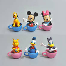 Disney Micky Mouse Donald Duck Minnie Mouse with Coffee Cup 8cm Cartoon Figures PVC  Model  Peripherals for Kids Birthday Gifts 2024 - buy cheap