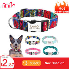 Nylon Dog Collar Personalized Pet Collar Engraved ID Tag Nameplate Reflective for Small Medium Large Dogs Pitbull Pug 2024 - купить недорого