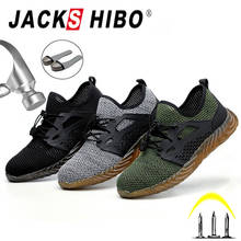 Защитные рабочие ботинки JACKSHIBO для мужчин, дышащие рабочие ботинки со стальным носком, защита от ударов, Безопасная рабочая обувь на лето 2024 - купить недорого