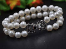 AA 7"  2Strands 8mm near round white cultured  pearl bracelet free shipping 2024 - buy cheap