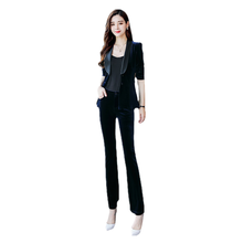 Yasuguji-Conjunto de traje de terciopelo negro para mujer, pantalón Formal de oficina, ropa de trabajo, conjuntos de 2 piezas, diseños de uniformes ajustados, Blazers 2024 - compra barato