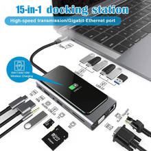 USB C Hub Laptop Docking Station MultiPort PD VGA HDMI-compatible USB 3.0 2.0 Hub Wireless Charge TF SD Reader RJ45 for mac book 2024 - buy cheap