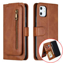 Luxury Flip Leather Zipper Wallet Case For iPhone 13 12 11 Pro Max XS XR X SE 2022 8 7 6S 6 Plus Card Holder Phone Cover Coque 2024 - buy cheap
