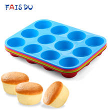 Mini Muffin-molde redondo de silicona con 12 agujeros, herramienta antiadherente para hornear galletas, Fondant, pastel al vapor 2024 - compra barato