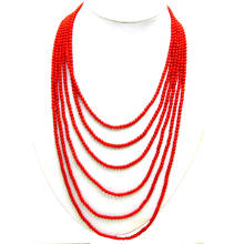 Qingmos 3-4mm Natural Red Coral Necklace for Women with Oval Red Beauty Clasp 6 Strands Necklace 18" Chokers Jewelry 5211 2022 - buy cheap