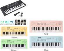 Teclado eletrônico piano digital com microfone, 37 teclas, botão chave de música com microfone, presente para crianças, iluminação musical 2024 - compre barato