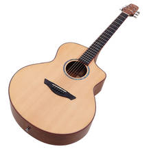 Guitarra acústica de madera maciza, instrumento folclórico de 40 pulgadas, 6 cuerdas, color natural, acabado de alto brillo 2024 - compra barato