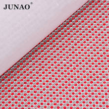 JUNAO 45*120cm Silver Red Hotfix Rhinestones Trim Fabric Clear Glass Strass Crystal Aluminum Mesh Bridal Beaded Applique 2024 - buy cheap