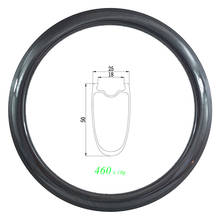 460g 700c 50mm clincher tubeless road bike carbon rim 25mm wide 18mm inner basalt V brake UD 3K 12K 18H 20H 24H 28H strong wheel 2024 - buy cheap