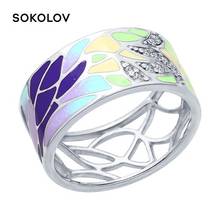 SOKOLOV ring of silver with enamel fianitami, fashion jewelry, 925, women's male 2024 - buy cheap
