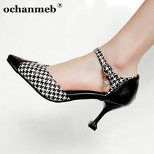 Ochanmeb-zapatos de tacón de aguja finos para mujer, calzado elegante de piel sintética de alta calidad, con correa en el tobillo, talla grande 45 46 47 2024 - compra barato