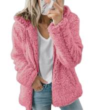 2021 Women Autumn Winter Jacket Female Furry Coats Causal Soft Hooded Fleece Plush Warm Plus Size Faux Fur Fluffy Zipper Top 2024 - buy cheap