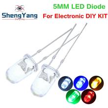 Lâmpadas de led transparentes e redondas para 5mm, bulbos led de diodo emissor de luz azul, verde, vermelho e branco, super brilhante de 5mm, 100 2024 - compre barato